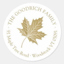 Antik Gold-Ahornleaf-Rundadresse-Aufkleber Runder Aufkleber