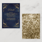 Antik Gold Frame Navy Blue Details Begleitkarte (Vorne/Hinten)