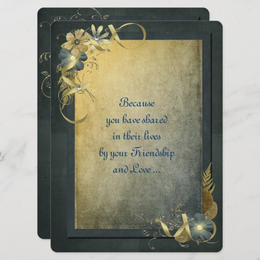 Antik Gold Hochzeit Vow Erneuerung Einladung (Vorne/Hinten)