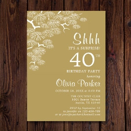 Antik Gold Pine Branch Überraschung 40. Geburtstag Einladung