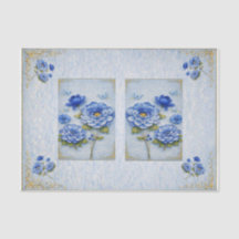 Antik inspirierte blaue und goldene Blumen-Dekoupa