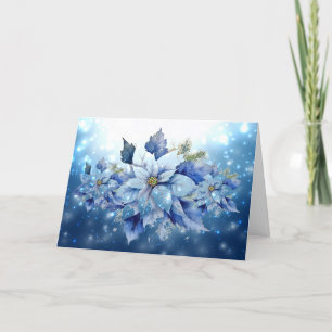Antik inspirierte blaue Weihnachtspoinsettie Feiertagskarte
