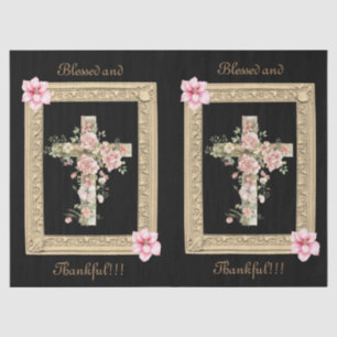 Antik inspirierte gerahmte Blumenkreuzschrift Seidenpapier