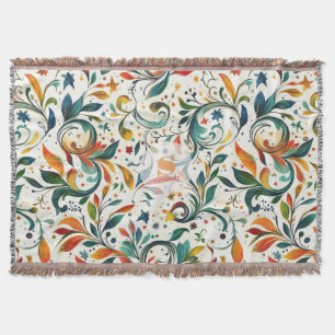 Antik inspiriertes, farbenfrohes Paisley-Blatt-Mus Decke