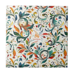Antik inspiriertes, farbenfrohes Paisley-Blatt-Mus Fliese