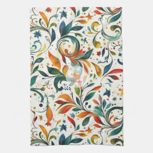 Antik inspiriertes farbenfrohes Paisley-Blatt-Must Geschirrtuch
