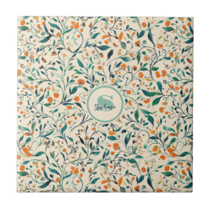 Antik-Inspiriertes Farbige Paisley-Blatt-Muster (3 Fliese