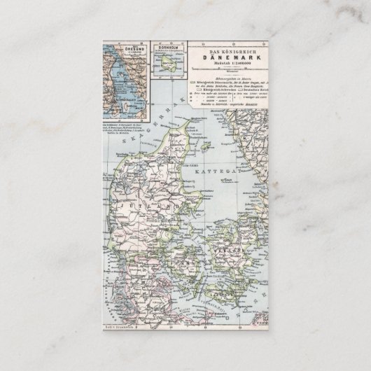 Antik Karte Dänemarks, Danmark in Dänisch, 1905 (Rückseite)