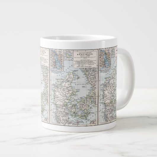 Antik Karte Dänemarks, Danmark in Dänisch, 1905 Jumbo-Tasse (Vorderseite Rechts)