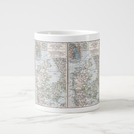 Antik Karte Dänemarks, Danmark in Dänisch, 1905 Jumbo-Tasse (Vorderseite)