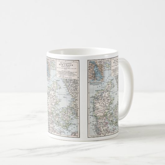 Antik Karte Dänemarks, Danmark in Dänisch, 1905 Kaffeetasse (VorderseiteRechts)