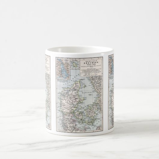 Antik Karte Dänemarks, Danmark in Dänisch, 1905 Kaffeetasse (Mittel)