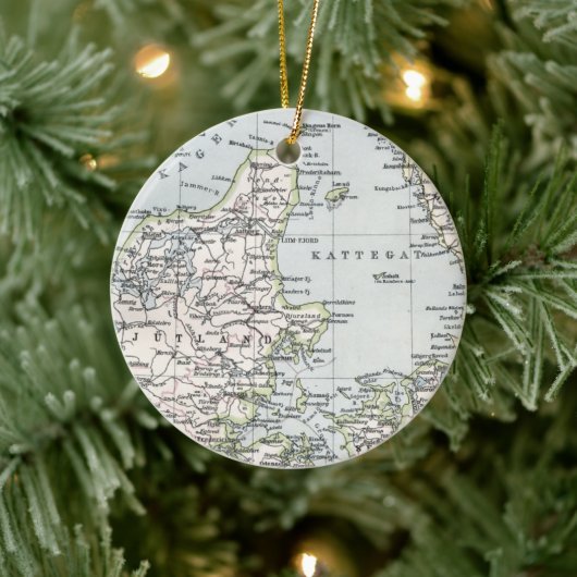 Antik Karte Dänemarks, Danmark in Dänisch, 1905 Keramikornament (Baum)