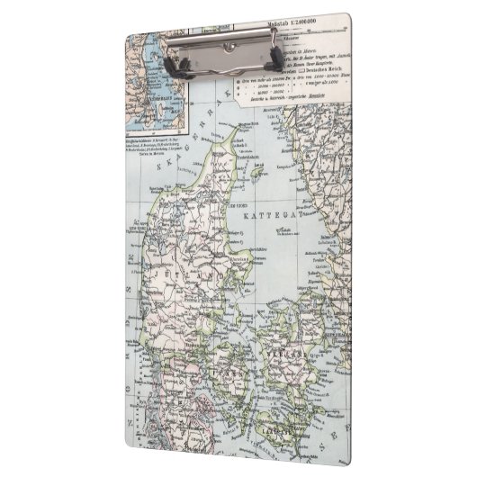 Antik Karte Dänemarks, Danmark in Dänisch, 1905 Klemmbrett (Links)
