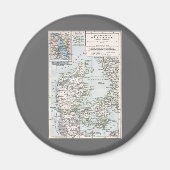 Antik Karte Dänemarks, Danmark in Dänisch, 1905 Magnet (Vorne)