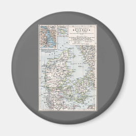 Antik Karte Dänemarks, Danmark in Dänisch, 1905 Magnet