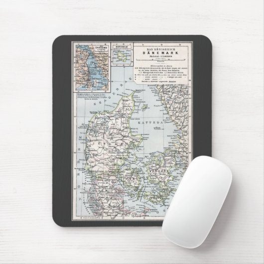 Antik Karte Dänemarks, Danmark in Dänisch, 1905 Mousepad (Mit Mouse)