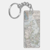 Antik Karte Dänemarks, Danmark in Dänisch, 1905 Schlüsselanhänger (Vorderseite links)
