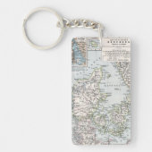 Antik Karte Dänemarks, Danmark in Dänisch, 1905 Schlüsselanhänger (Vorderseite)