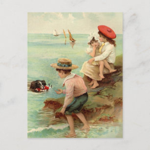 Antik - Kinder am Strand Postkarte