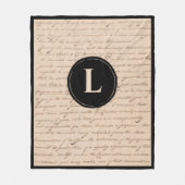 Antik Letter Monogram Black Initial Handwriting Fleecedecke (Vorderseite)