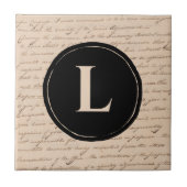 Antik Letter Monogram, Initial Script Writer Fliese (Vorderseite)