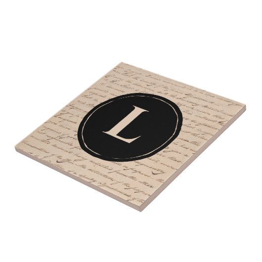 Antik Letter Monogram, Initial Script Writer Fliese (Seite)