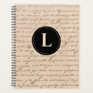 Antik Letter Paper Black Monogram Writer's Planer