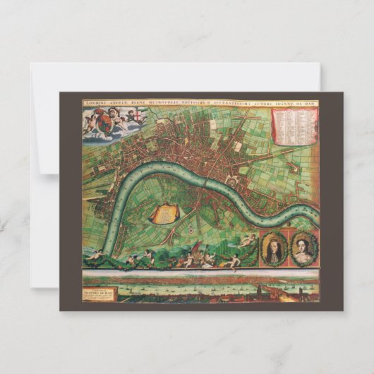 Antik London Street Map von Johannes de Ram, 1689 Einladung (Vorderseite)