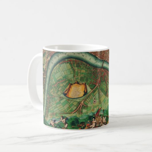 Antik London Street Map von Johannes de Ram, 1689 Kaffeetasse (Vorderseite Links)