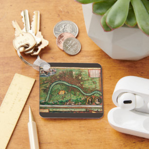 Antik London Street Map von Johannes de Ram, 1689 Schlüsselanhänger