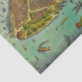 Antik New York City Bird's Eye View Map Seidenpapier (Ausschnitt)