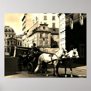 Antik Österreich Wien Dreimaderlhaus Fiaker Poster