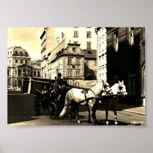 Antik Österreich Wien Dreimaderlhaus Fiaker Poster