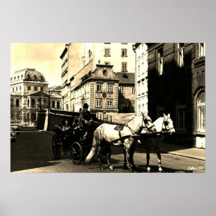 Antik Österreich Wien Dreimaderlhaus Fiaker Poster