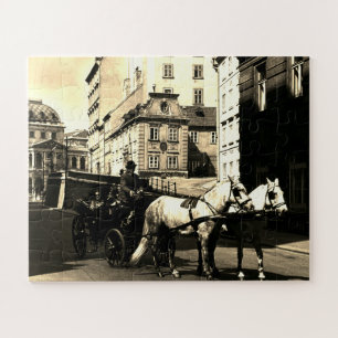 Antik Österreich Wien Dreimaderlhaus Fiaker Puzzle