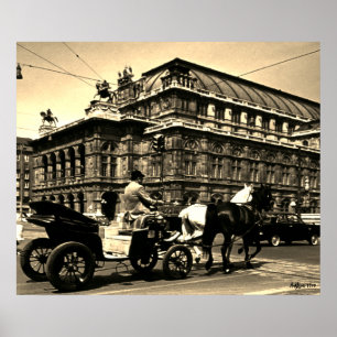 Antik Österreich Wien Fiaker Staatsoper Oper Poster