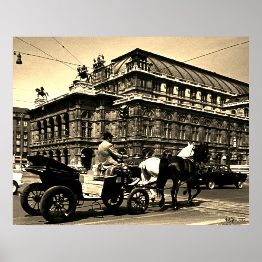 Antik Österreich Wien Fiaker Staatsoper Oper Poster (Vorne)