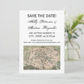 Antik Paris Karte, DIY BG V Save the Date Einladung (Stehend Vorderseite)