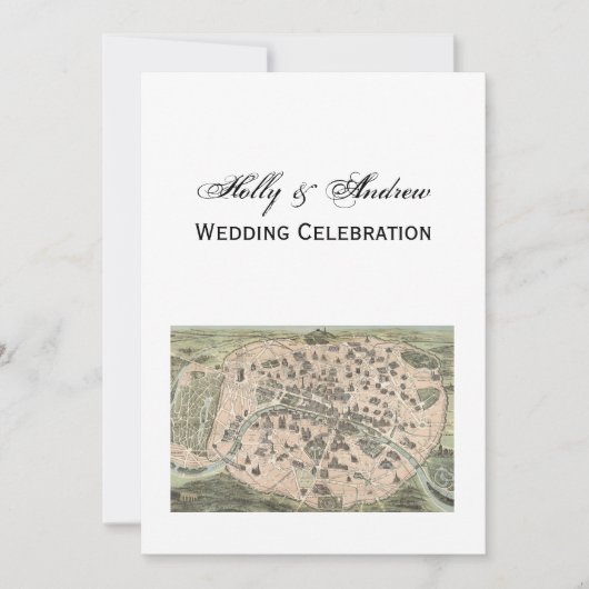 Antik Paris Karte, DIY BG V Wedding Einladung (Vorderseite)