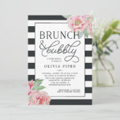 Antik Peony Brunch & Bubbly Brautparty laden ein Einladung (Stehend Vorderseite)