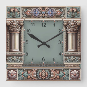 Antik Quadratische Wanduhr