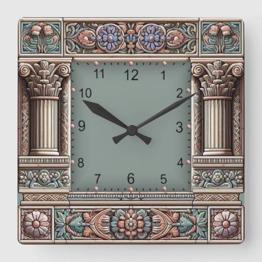 Antik Quadratische Wanduhr (Vorderseite)