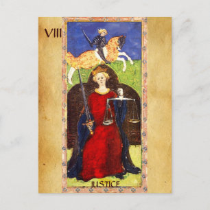ANTIK RENAISSANCE TAROTS 8 / GERECHTIGKEIT POSTKARTE