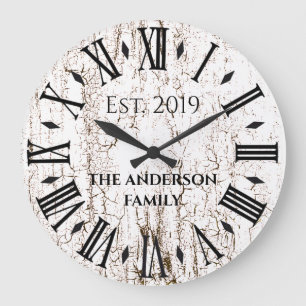 Antik Rustikal Vintage Familienname Römische Ziffe Große Wanduhr