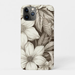 Antik-Style Sepia-Blumenmuster mit feiner Linienfü Case-Mate iPhone Hülle