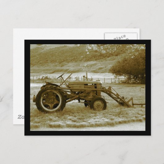 Antik Traktor Postkarte (Vorne/Hinten)