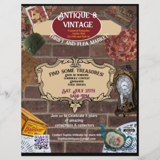 Antik- und Vintage-Markt und Event-Flyer Briefbogen