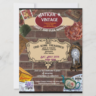 Antik- und Vintage-Markt- und Event-Flyer Save The Date