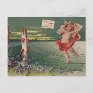 Antik - Valentins Cherub - Liebe & Hingabe Feiertagspostkarte